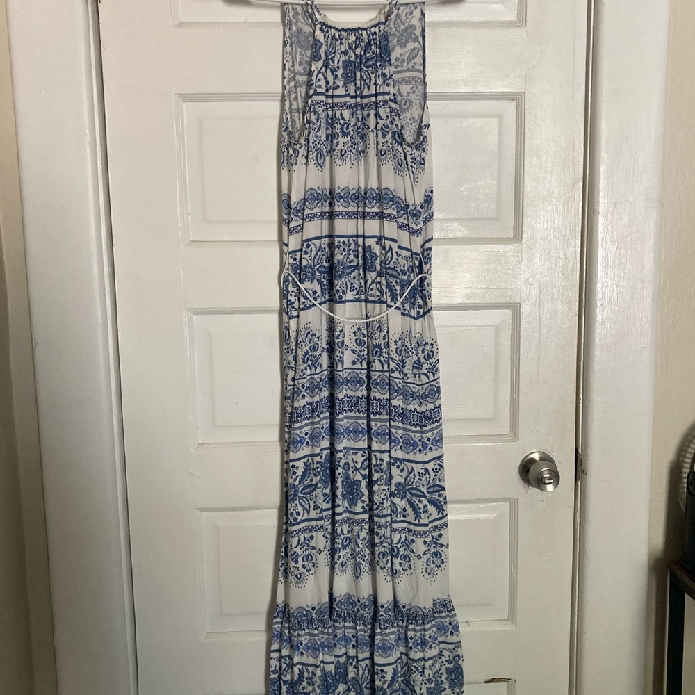 LOFT Blue and White Maxi Dress